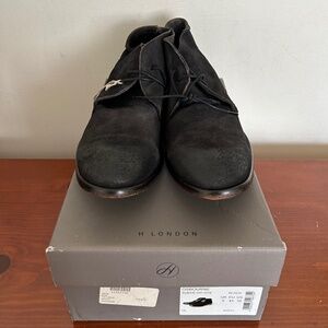 BNWOB Men's H by Hudson Black Dip Dye Suede Osbourne Boots Size US 10/UK 9/EU 43